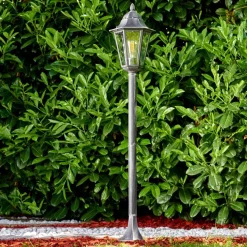 Lampadaire Exterieur Lignac Noir, Argente, 1 Lumiere