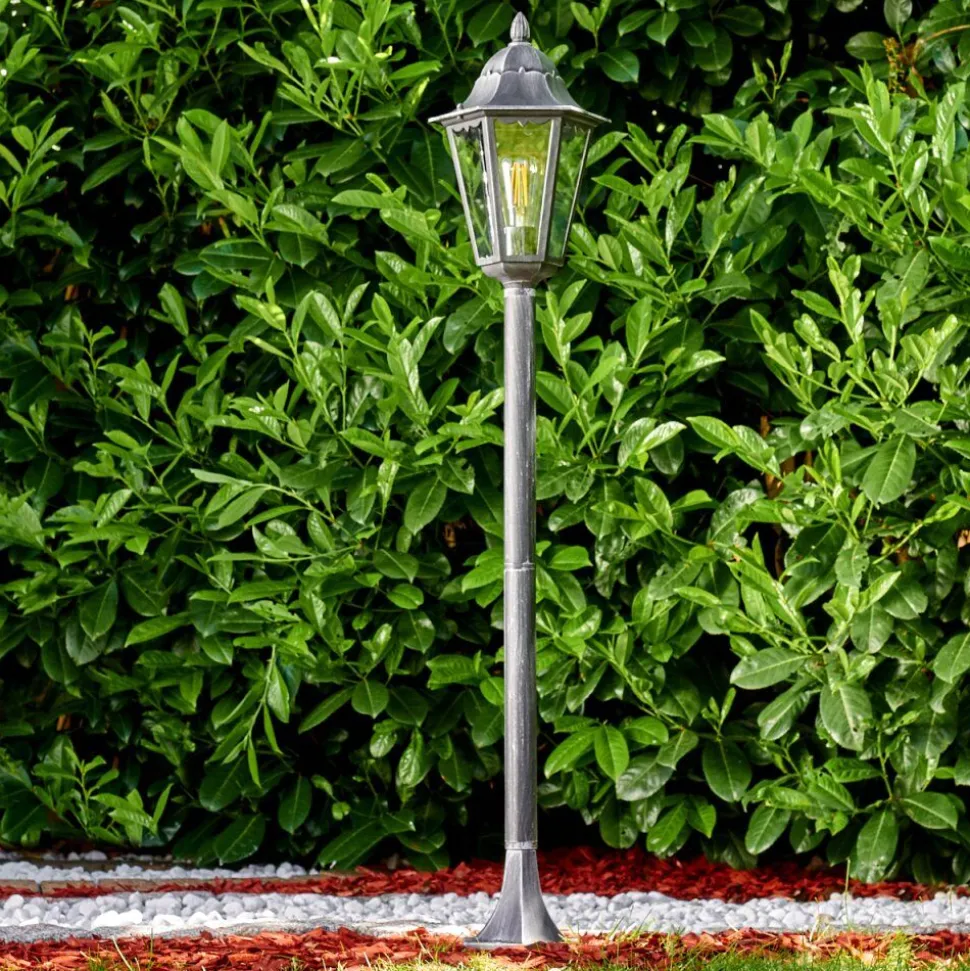 Lampadaire Exterieur Lignac Noir, Argente, 1 Lumiere