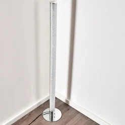 Lampadaire Flaut Led Chrome, 1 Lumiere, Telecommandes, Changeur De Couleurs