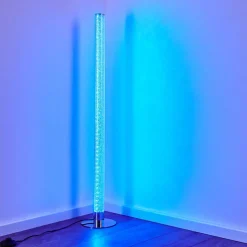 Lampadaire Flaut Led Chrome, 1 Lumiere, Telecommandes, Changeur De Couleurs