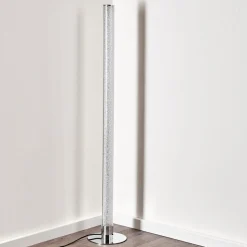 Lampadaire Flaut Led Chrome, 1 Lumiere, Telecommandes, Changeur De Couleurs