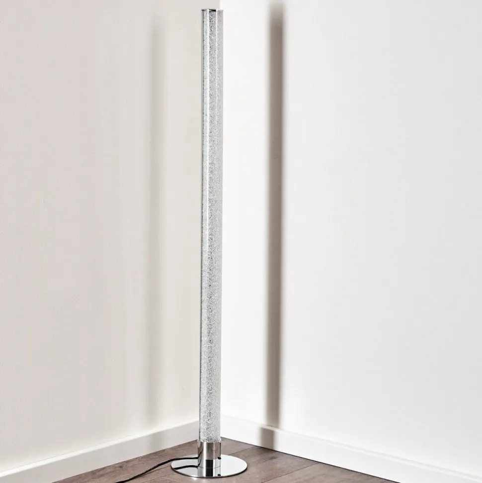 Lampadaire Flaut Led Chrome, 1 Lumiere, Telecommandes, Changeur De Couleurs