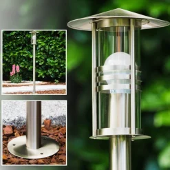 Lampadaire Fukuoka Acier Inoxydable, Transparent, 1 Lumiere
