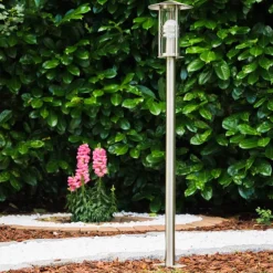 Lampadaire Fukuoka Acier Inoxydable, Transparent, 1 Lumiere