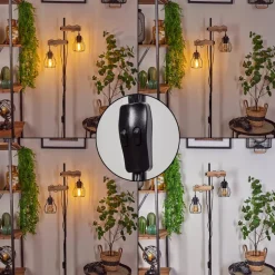 Lampadaire Gondo Ecru, Noir, 2 Lumieres