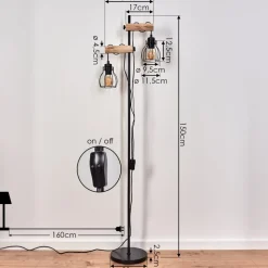 Lampadaire Gondo Ecru, Noir, 2 Lumieres