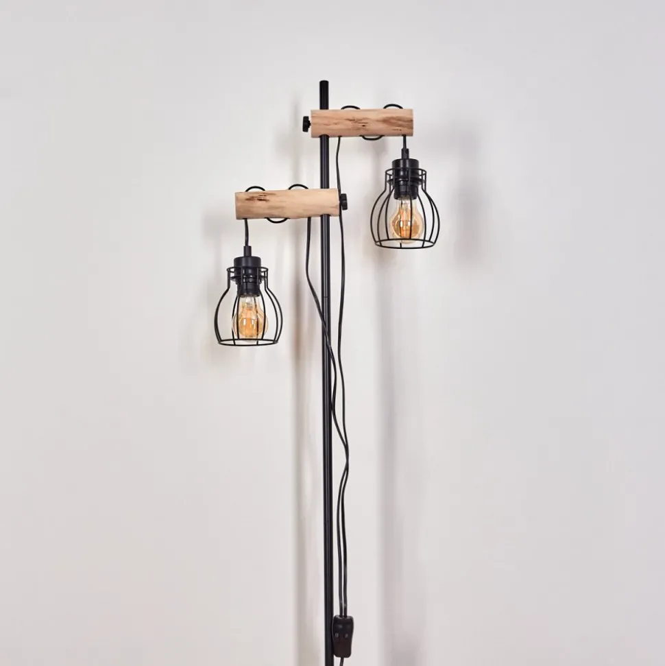 Lampadaire Gondo Ecru, Noir, 2 Lumieres