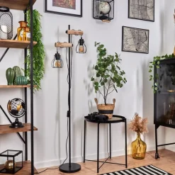 Lampadaire Gondo Ecru, Noir, 2 Lumieres