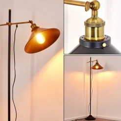 Lampadaire Gudem Noir Dore, 1 Lumiere