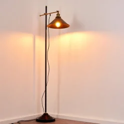 Lampadaire Gudem Noir Dore, 1 Lumiere