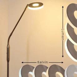 Lampadaire Gulkana Led Nickel Mat, 1 Lumiere, Changeur De Couleurs