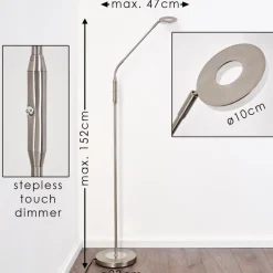 Lampadaire Gulkana Led Nickel Mat, 1 Lumiere, Changeur De Couleurs