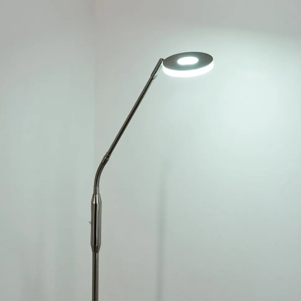 Lampadaire Gulkana Led Nickel Mat, 1 Lumiere, Changeur De Couleurs