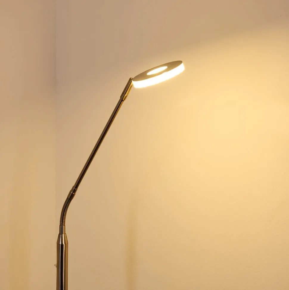 Lampadaire Gulkana Led Nickel Mat, 1 Lumiere, Changeur De Couleurs