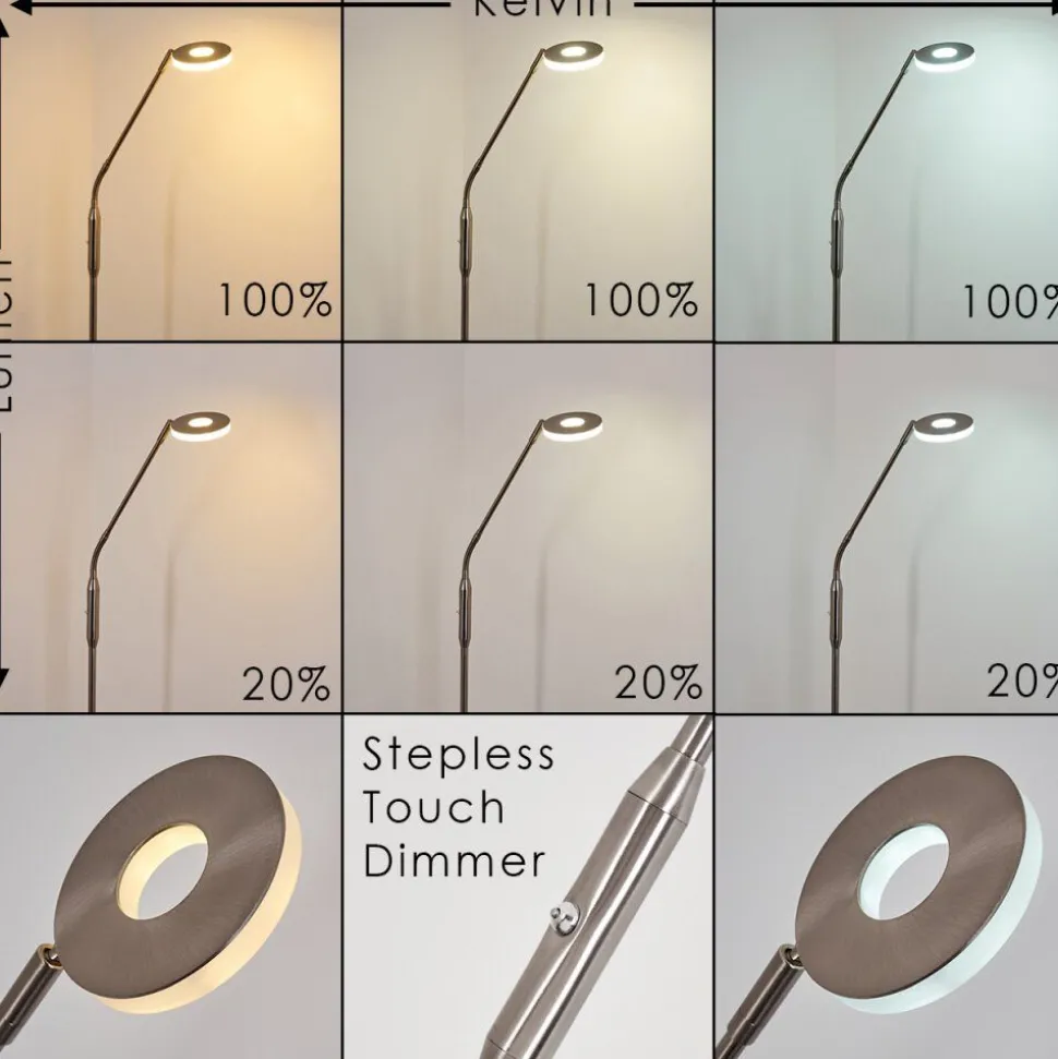 Lampadaire Gulkana Led Nickel Mat, 1 Lumiere, Changeur De Couleurs