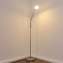Lampadaire Gulkana Led Nickel Mat, 1 Lumiere, Changeur De Couleurs