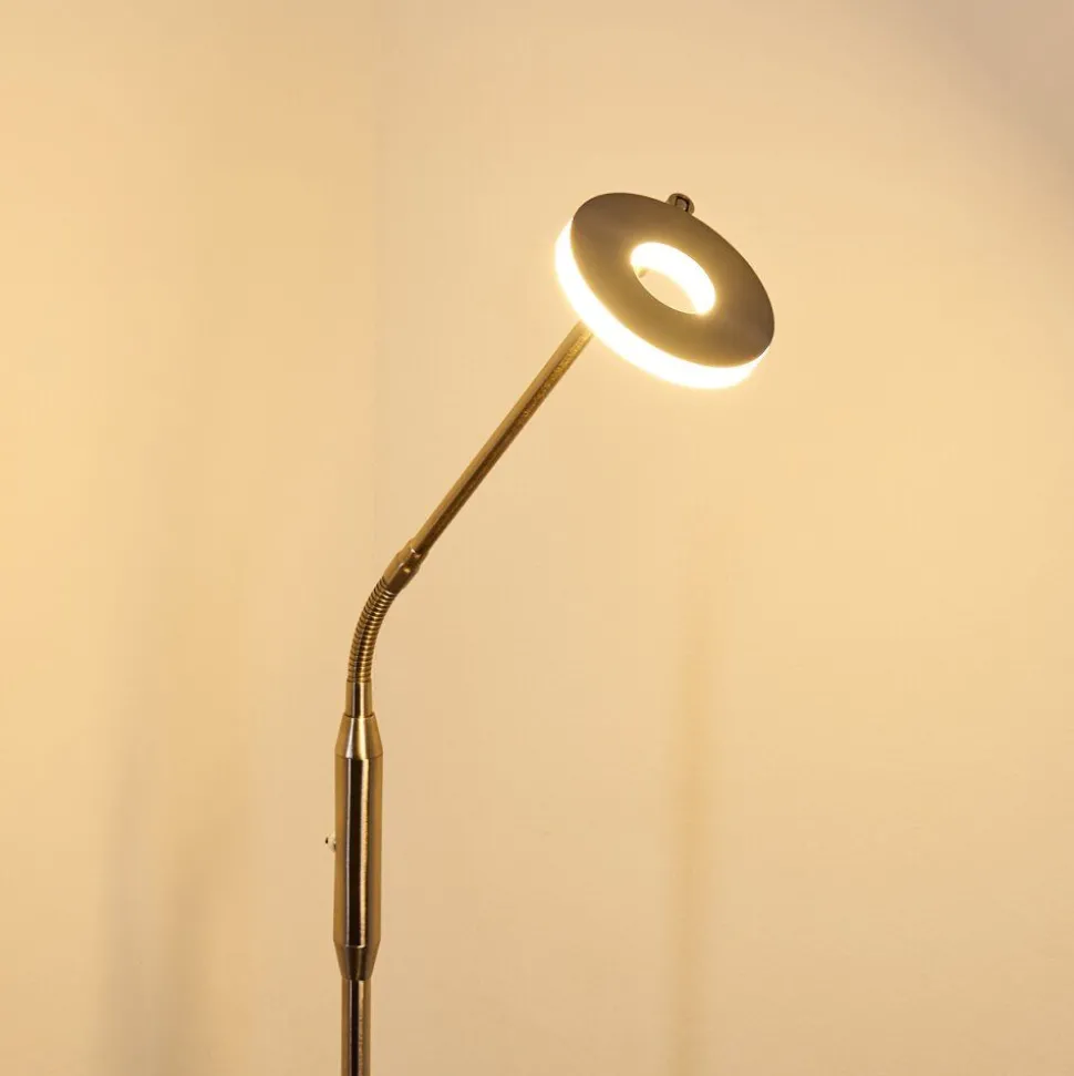 Lampadaire Gulkana Led Nickel Mat, 1 Lumiere, Changeur De Couleurs