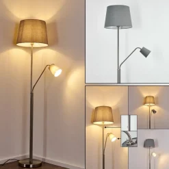 Lampadaire Gunstock Nickel Mat, 2 Lumieres