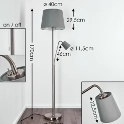 Lampadaire Gunstock Nickel Mat, 2 Lumieres