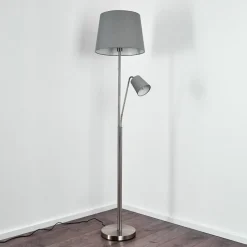 Lampadaire Gunstock Nickel Mat, 2 Lumieres