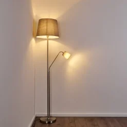 Lampadaire Gunstock Nickel Mat, 2 Lumieres