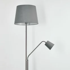 Lampadaire Gunstock Nickel Mat, 2 Lumieres