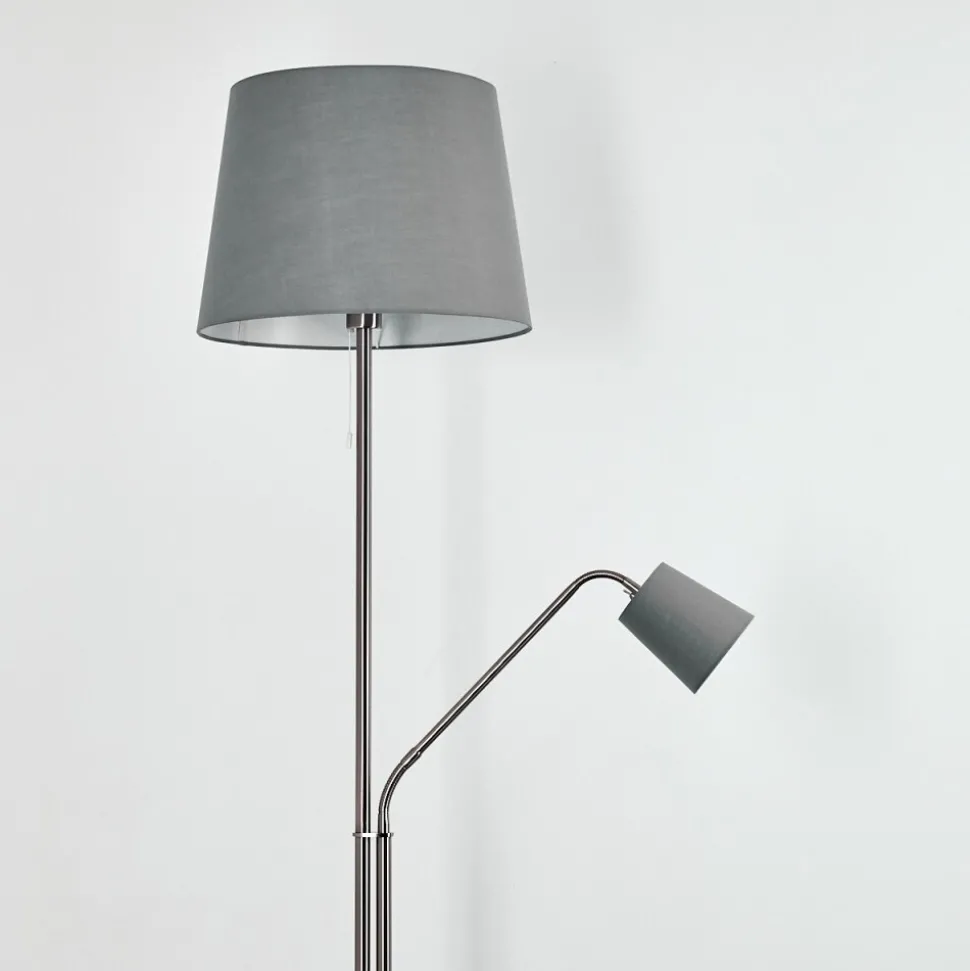 Lampadaire Gunstock Nickel Mat, 2 Lumieres