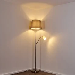 Lampadaire Gunstock Nickel Mat, 2 Lumieres
