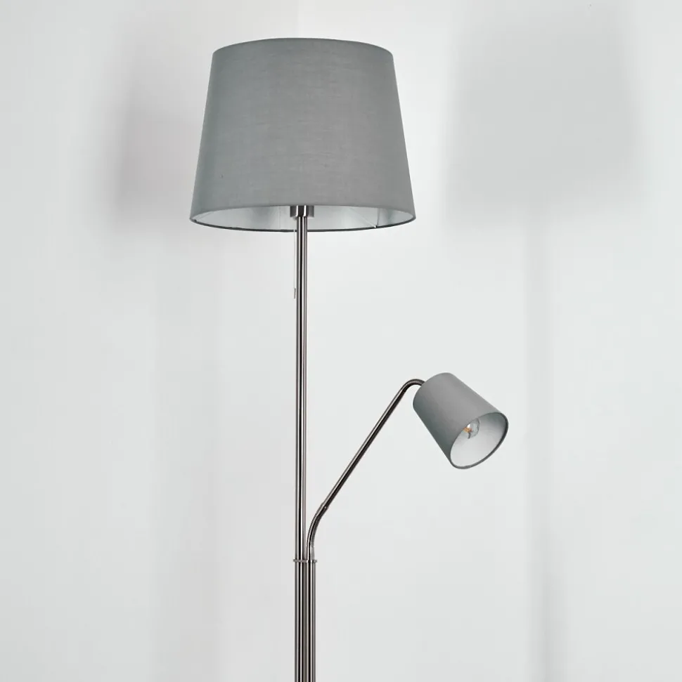 Lampadaire Gunstock Nickel Mat, 2 Lumieres