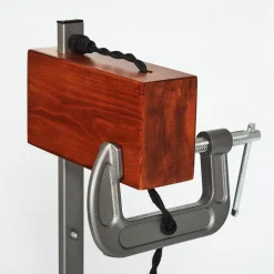 Lampadaire Hautahi Gris, Bois Fonce, 2 Lumieres