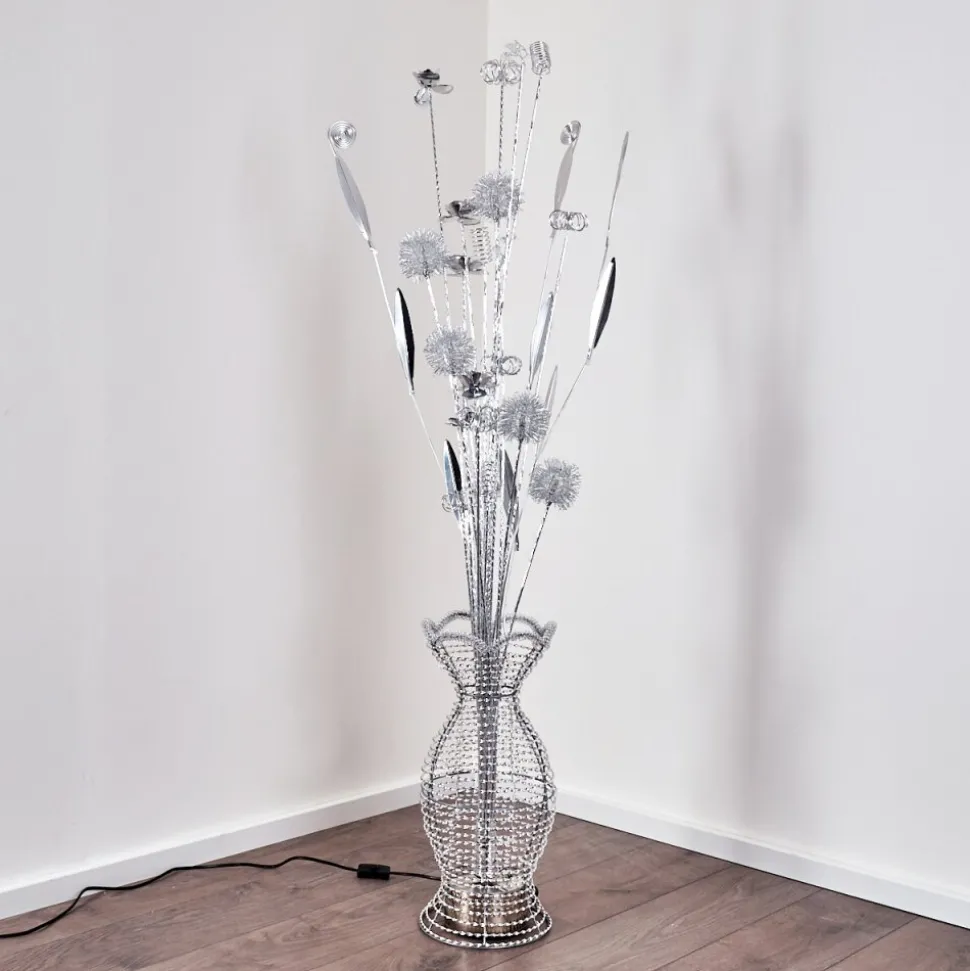 Lampadaire Holar Led Chrome, 6 Lumieres, Changeur De Couleurs