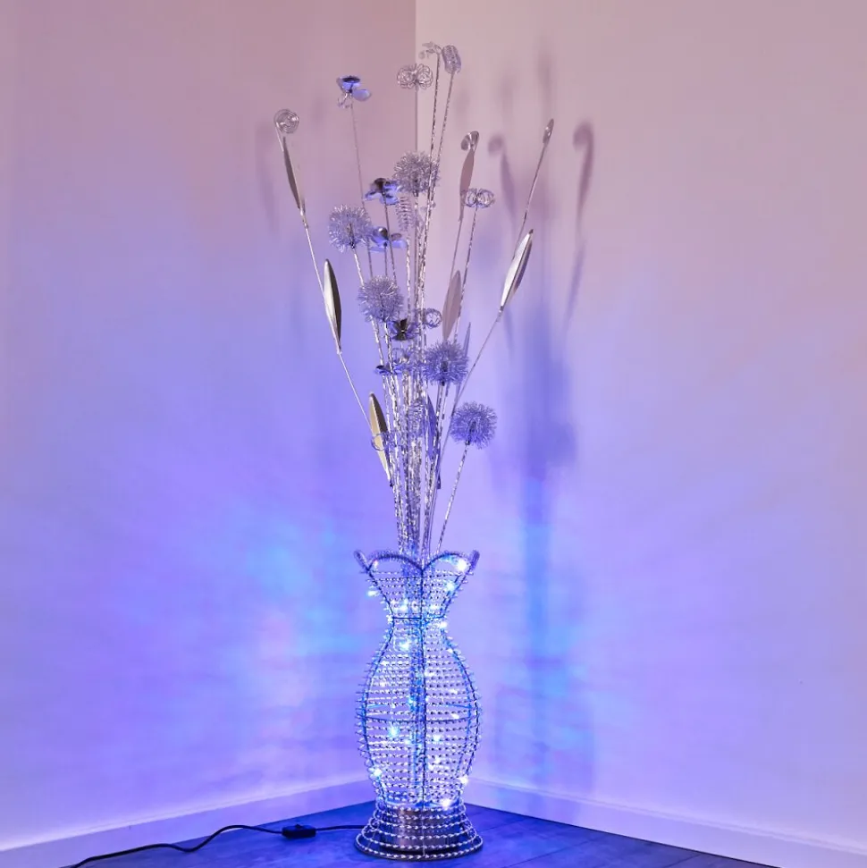 Lampadaire Holar Led Chrome, 6 Lumieres, Changeur De Couleurs