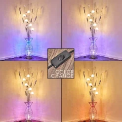 Lampadaire Holar Led Chrome, 6 Lumieres, Changeur De Couleurs
