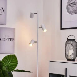 Lampadaire Javel Chrome, Blanc, 3 Lumieres