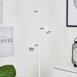 Lampadaire Javel Chrome, Blanc, 3 Lumieres