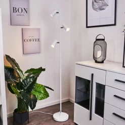 Lampadaire Javel Chrome, Blanc, 3 Lumieres