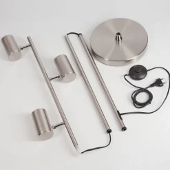 Lampadaire Javel Chrome, Nickel Mat, 3 Lumieres
