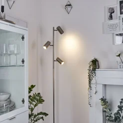Lampadaire Javel Chrome, Nickel Mat, 3 Lumieres