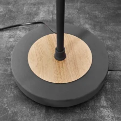 Lampadaire Javel Gris, Couleur Bois, Noir, 3 Lumieres