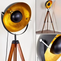Lampadaire Jupiter Brun, Bois Fonce, Noir, 1 Lumiere