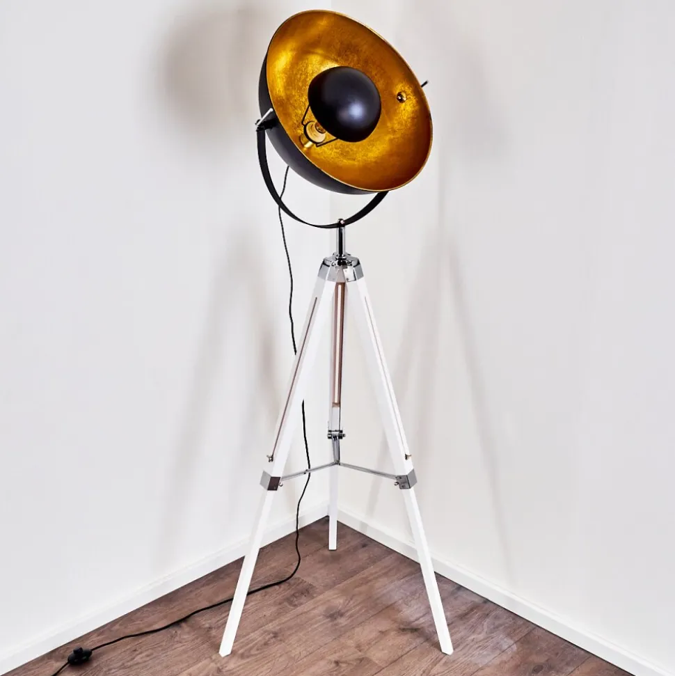 Lampadaire Jupiter Chrome, Blanc, 1 Lumiere