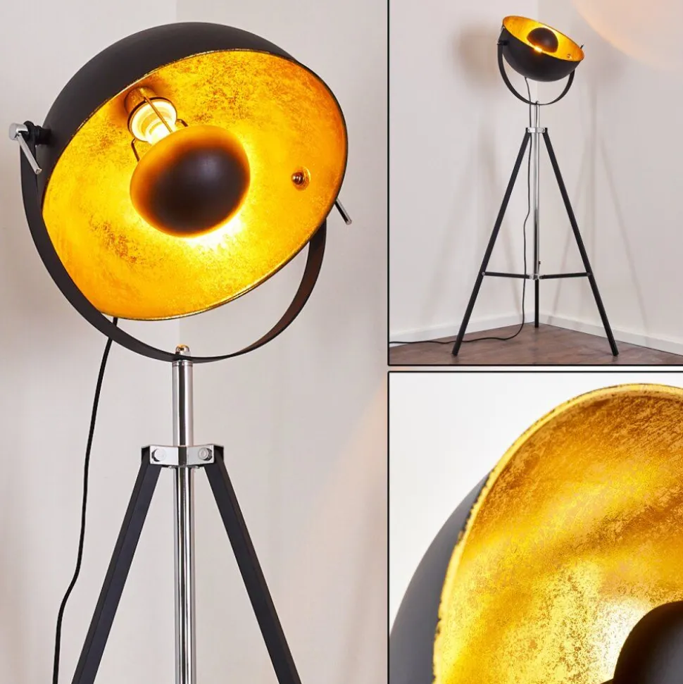 Lampadaire Jupiter Noir Dore, 1 Lumiere