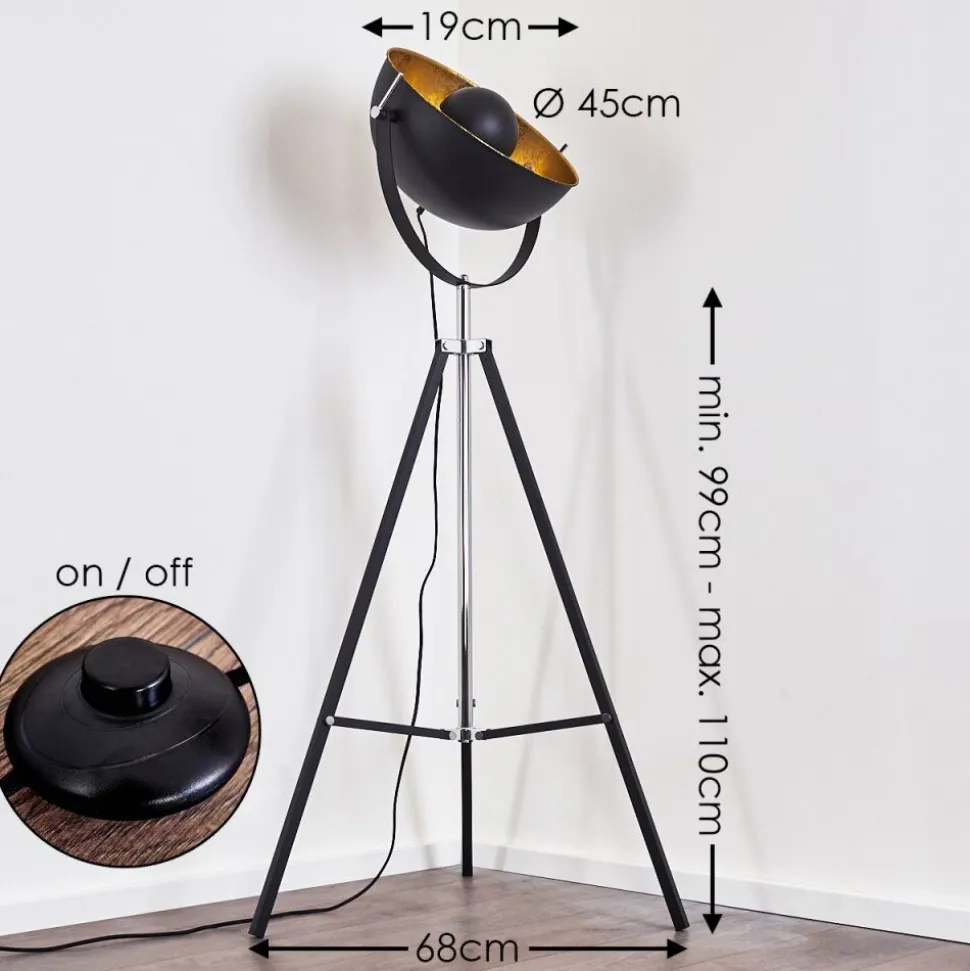 Lampadaire Jupiter Noir Dore, 1 Lumiere