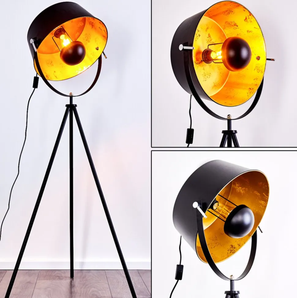 Lampadaire Jupiter Noir Dore, 1 Lumiere