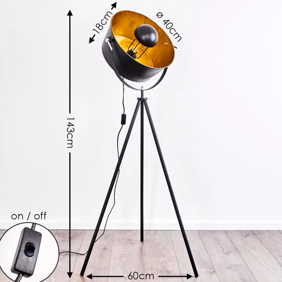 Lampadaire Jupiter Noir Dore, 1 Lumiere