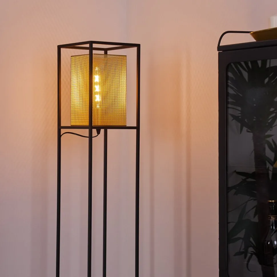 Lampadaire Kabul Or, Noir, 1 Lumiere