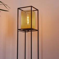 Lampadaire Kabul Or, Noir, 1 Lumiere