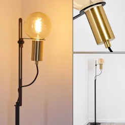 Lampadaire Kirehito Or, Laiton, Noir, 1 Lumiere