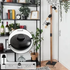 Lampadaire Kouk Ecru, Noir, 3 Lumieres