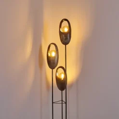Lampadaire Lamington Noir, Argente, 3 Lumieres